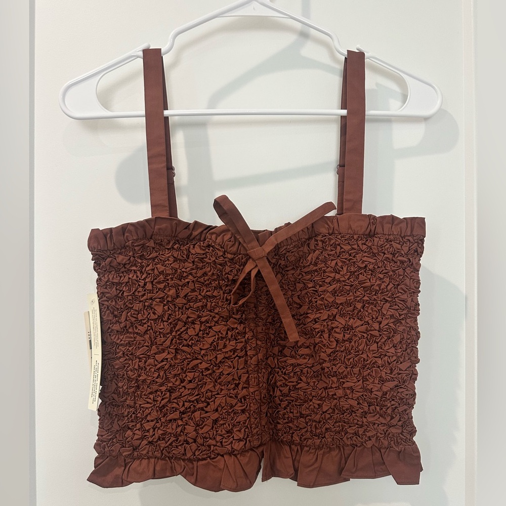 Anthropologie X Mare Mare Brown Ruffled Top